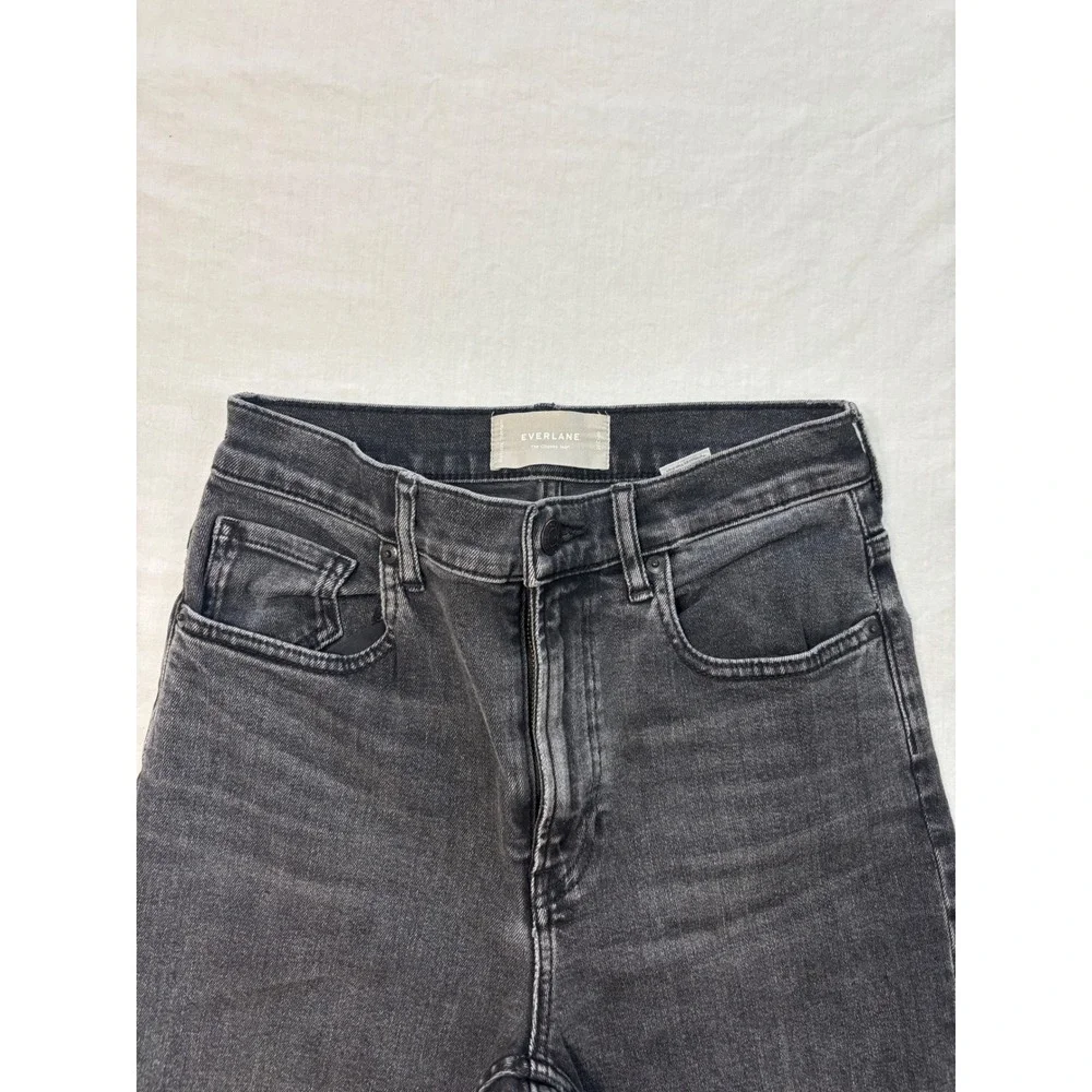 Everlane The Cheeky Jean Faded Black High Rise Straight Leg Crop Denim Size 27